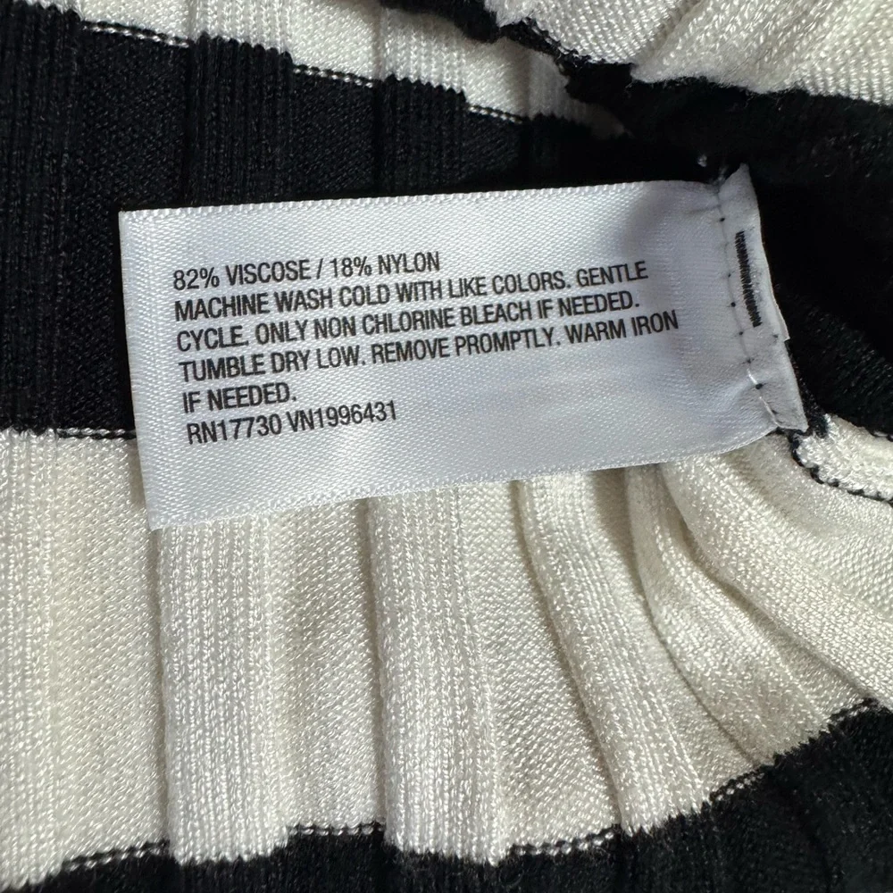 Black and Cream Striped Ribbed Flare Arm Sweater - Picture 4 of 4